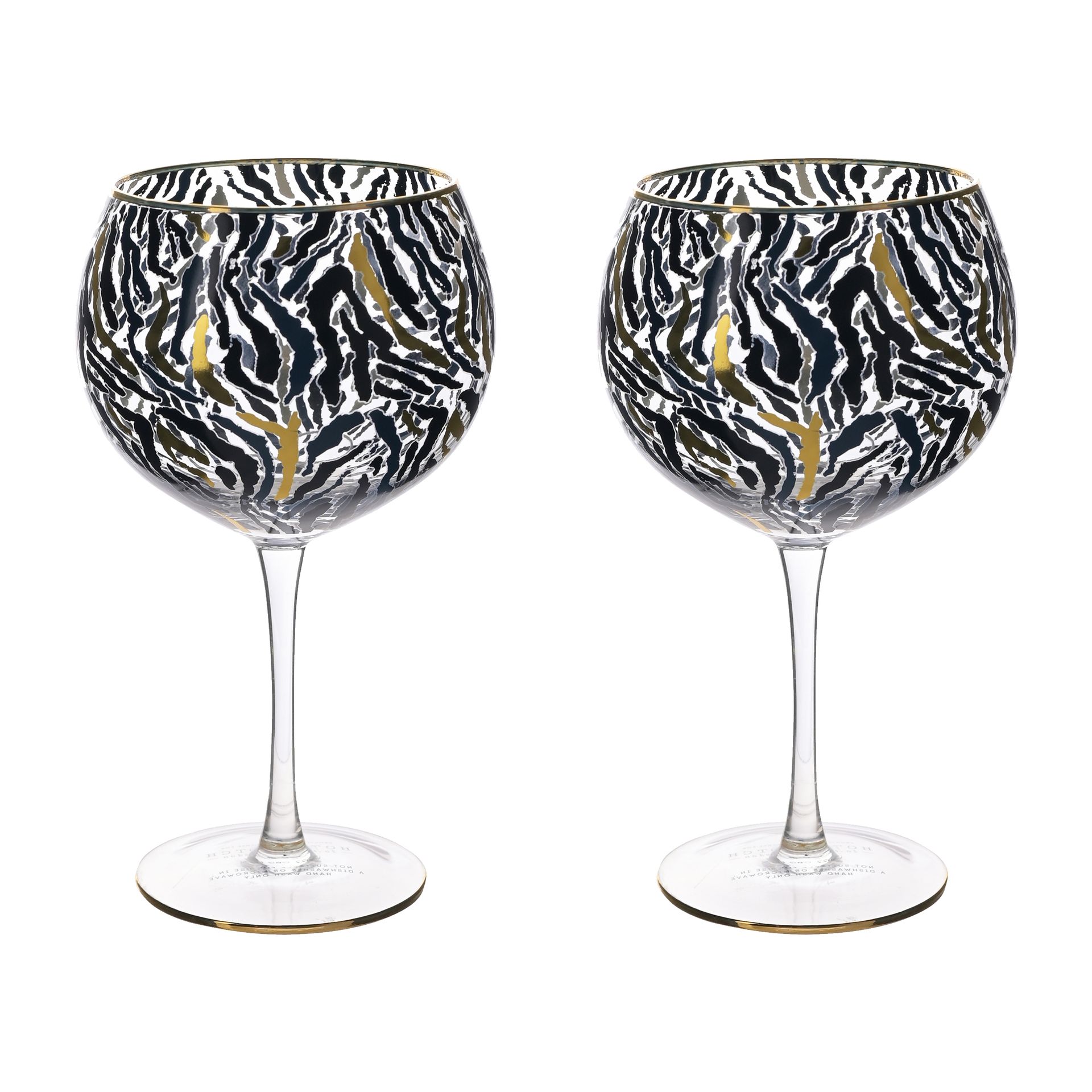 &Quirky Set of 2 Zebra Printed Gin Glasses
