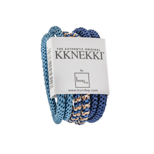Bon Dep Set Of 6 Shades Of Blue Slim Kknekki Hair Ties