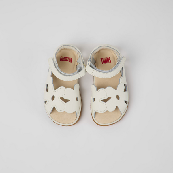 : Twins Velcro Sandal - Corbu White Leather