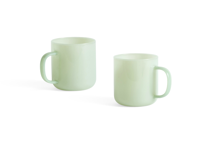 Set of 2 Jade Light Green Borosilicate Mugs