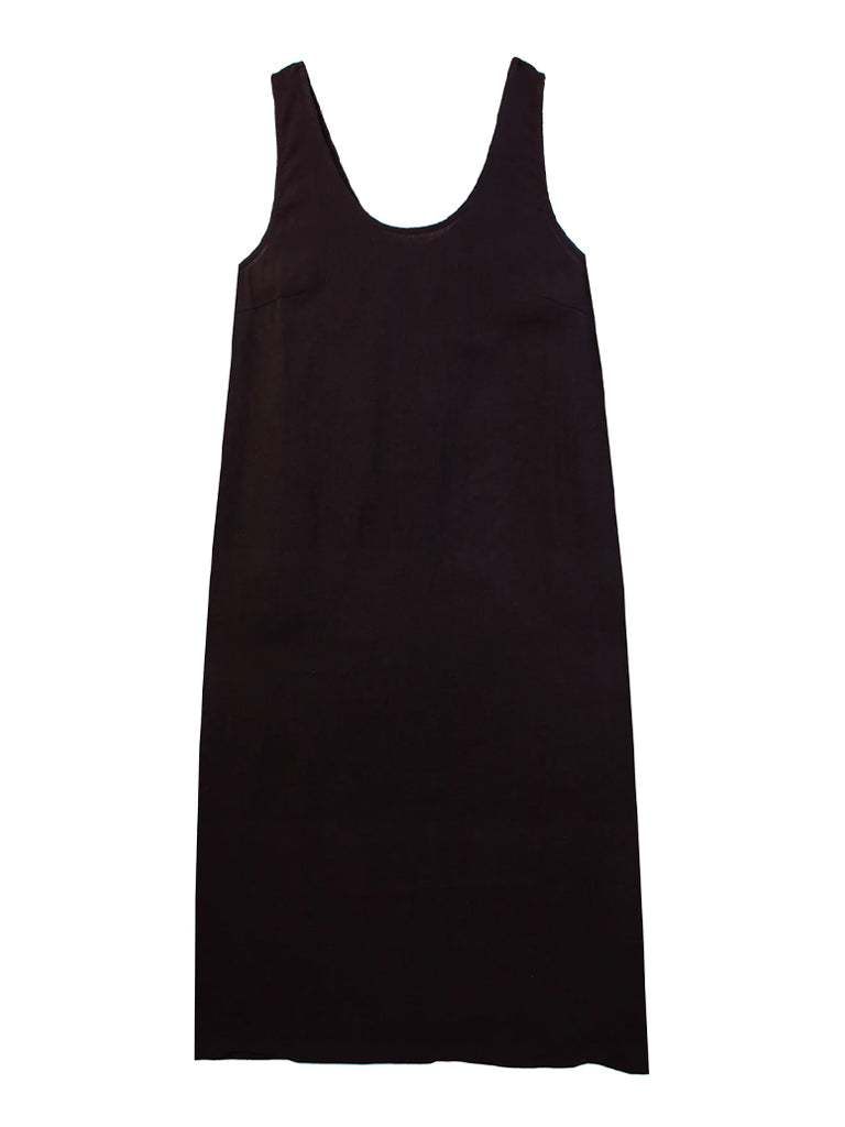 Basic Linen Shift Dress In Black