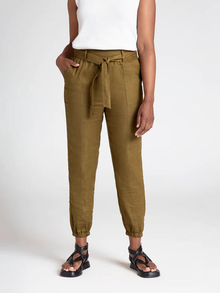 Thought Hadley Hemp Belted Cargo Trousers - Caper Green