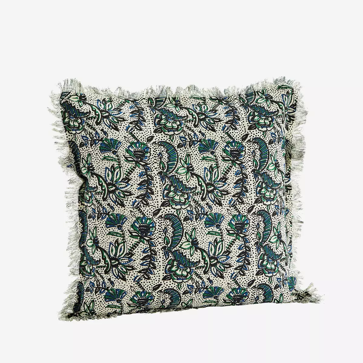 PRINTED CUSHION COVER W/ FRINGES