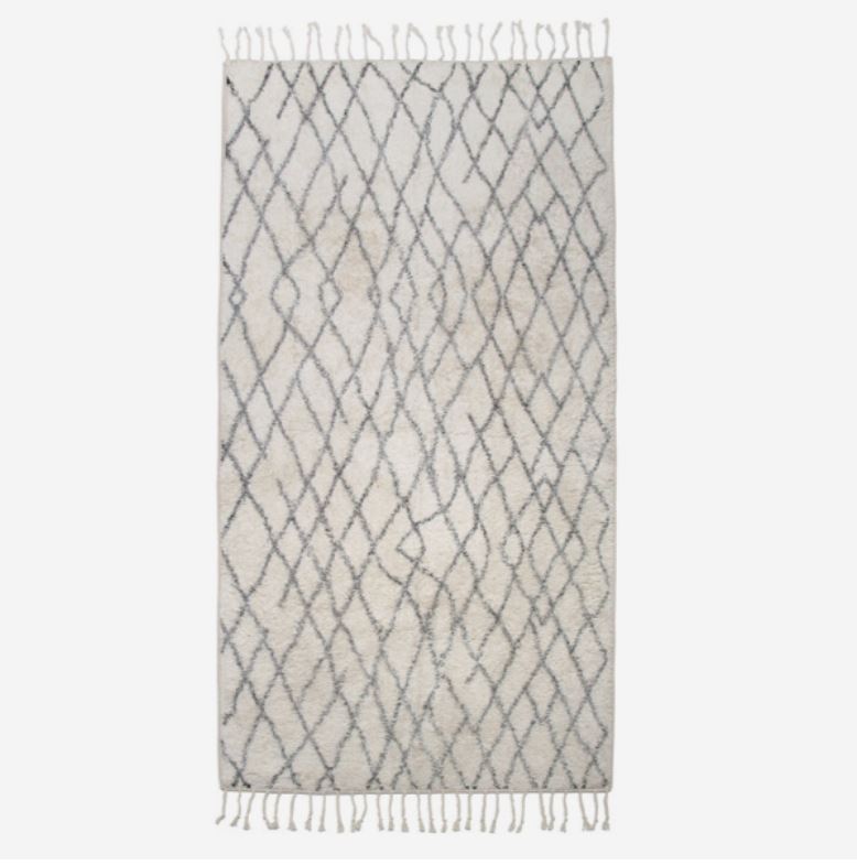 Cotton Rectangular Berber Bath Rug 90x175 cm