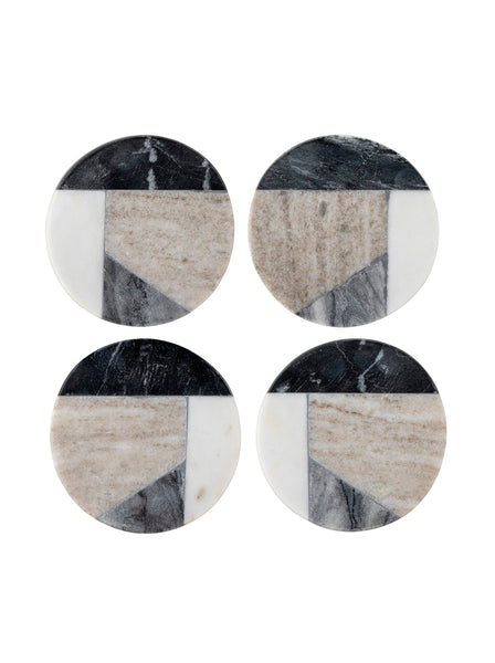 Izabella Geometric Grey Marble Coasters - Set Of 4