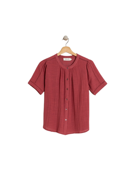Boho Cotton Shirt In Raspberry