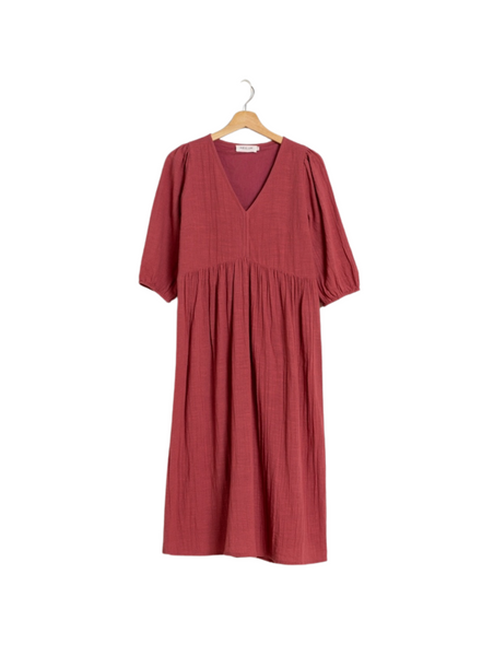 Cotton Tunic Dress In Raspberry