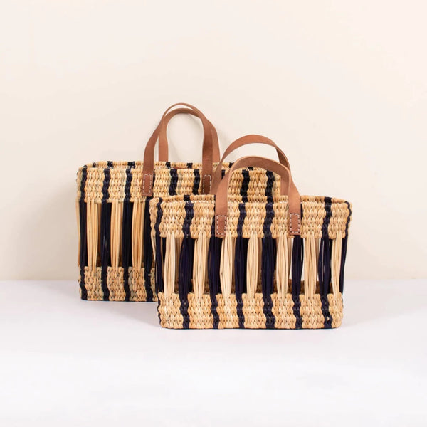 Stripe Woven Reed Basket - Small / Medium