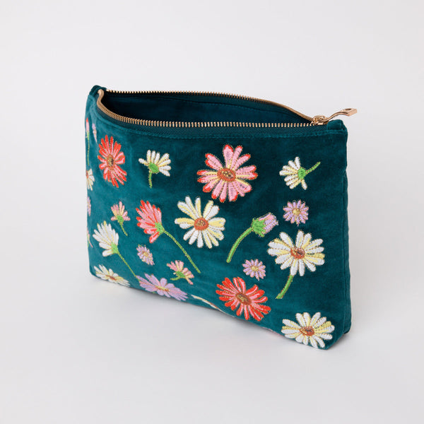 Wildflower Everyday Pouch - Rich Blue Velvet