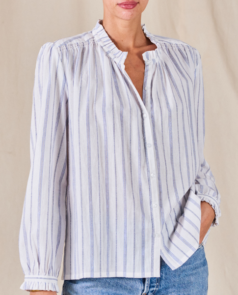 Chrissie White/ Blue Stripe Top