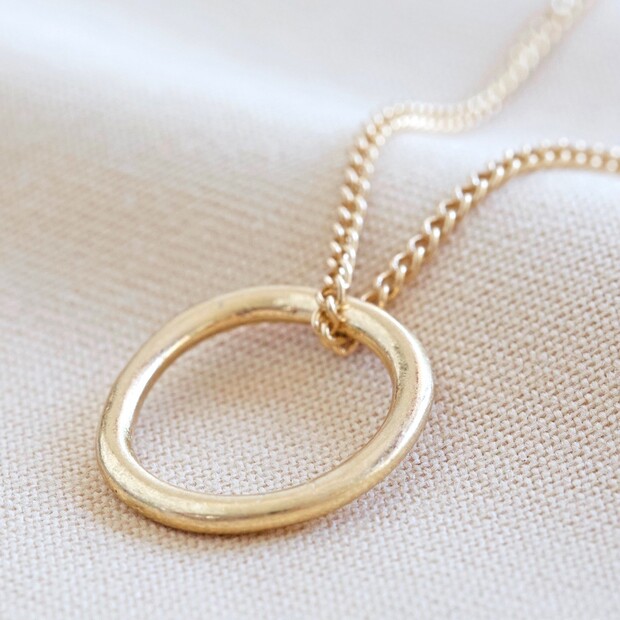 Organic Style Hoop Gold Necklace