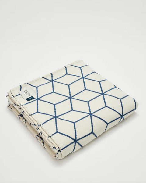 Atlantic Blanket Recycled Cotton Blue Geo Design Blanket