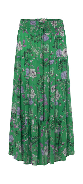 Long Skirt - Floral Fun Green