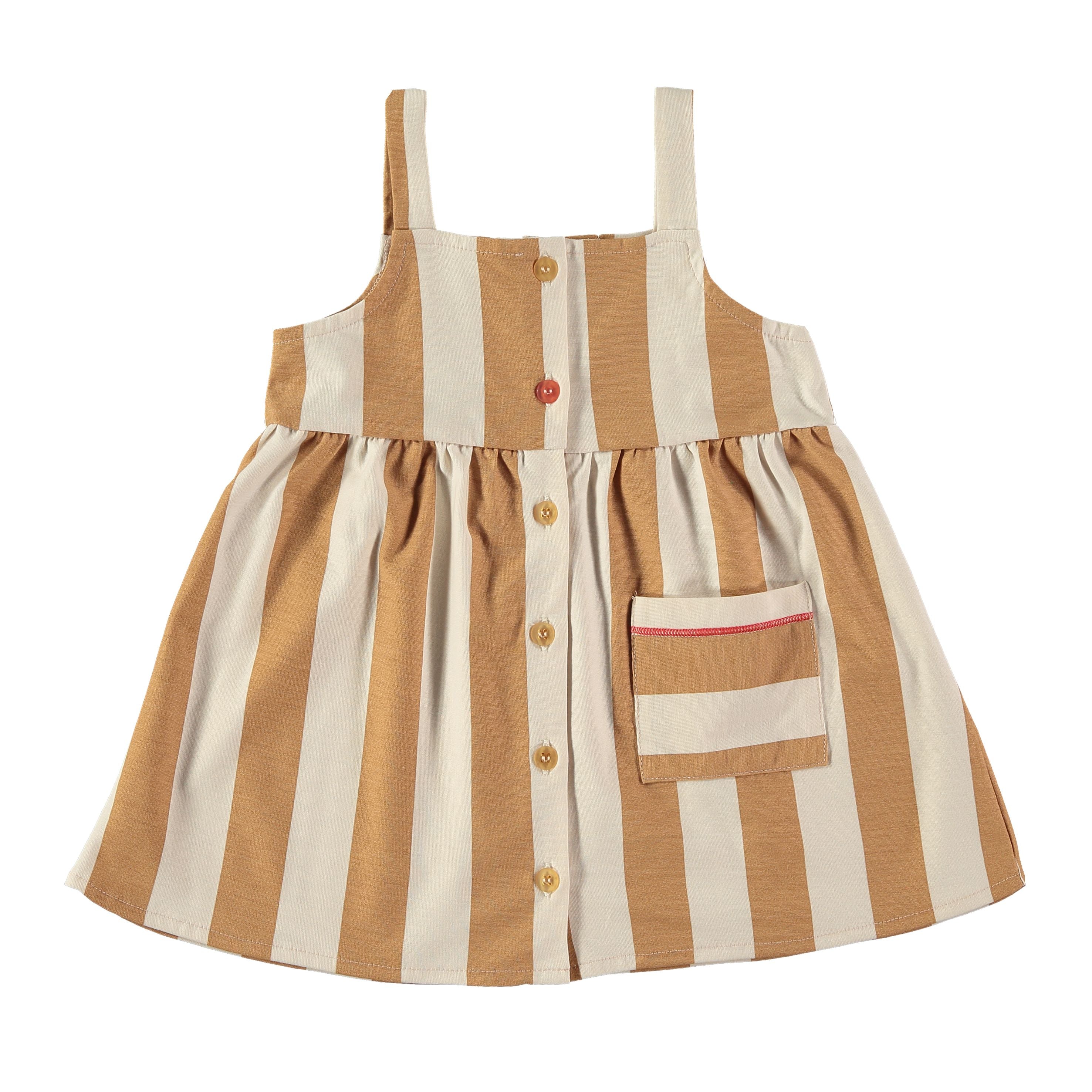 Dress In Organic Cotton - Stripes Clay