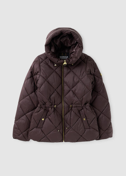 Barbour International Womens Napier Quilt Jacket In Black Cherry