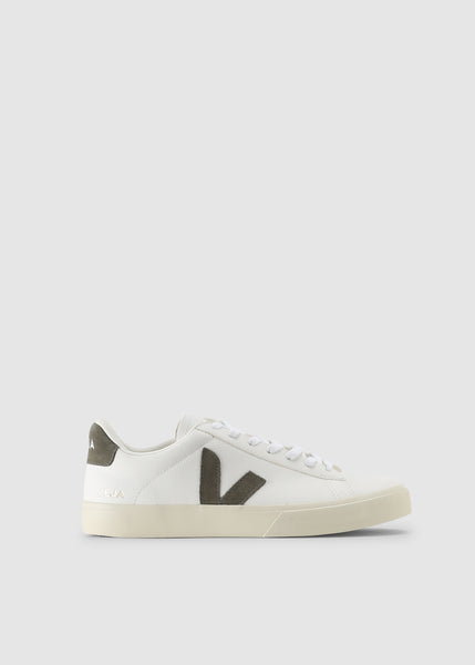 Veja Men's Campo Chromefree Leather Trainers In Extra White Kaki