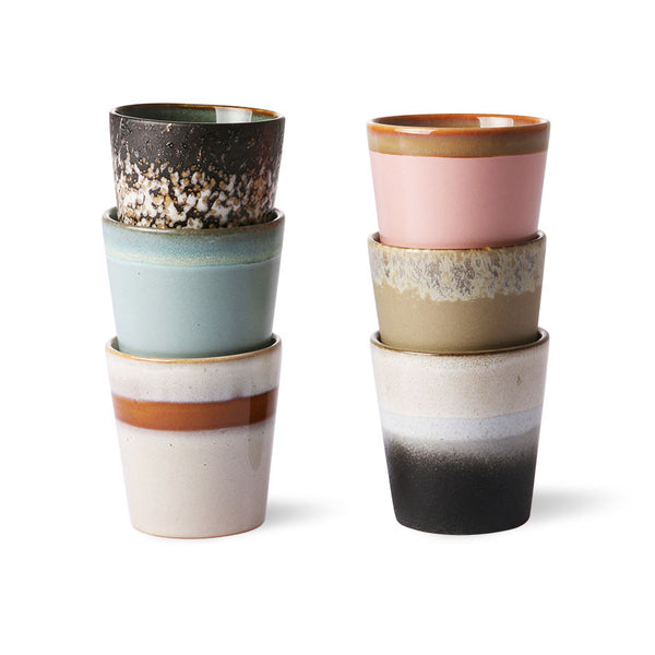 HK Living 70s Ceramics Coffee Mugs, Oberon Set of 6