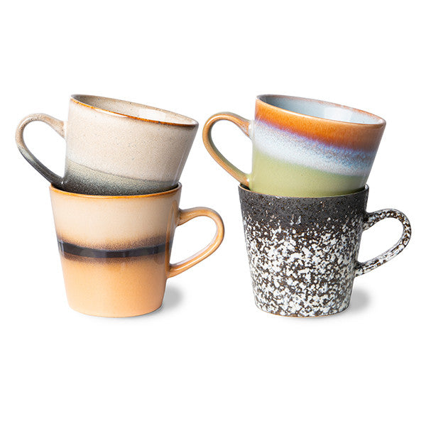 HK Living 70s Ceramic Americano Mugs, Galileo Set of 4