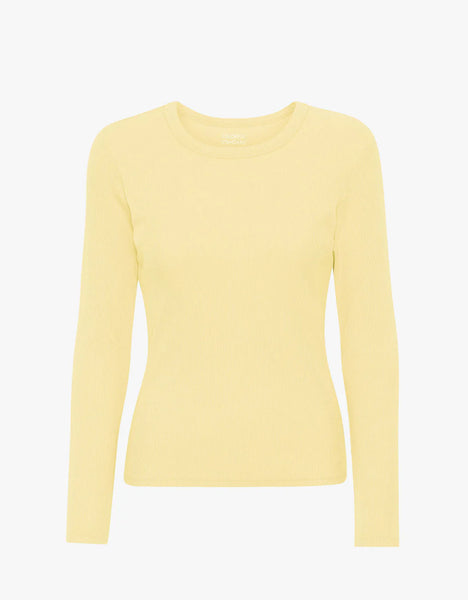 | Women Organic Rib Long Sleeve T Shirt | Soft Yellow