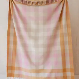 - Recycled Wool Blanket In Orange Gradient Gingham