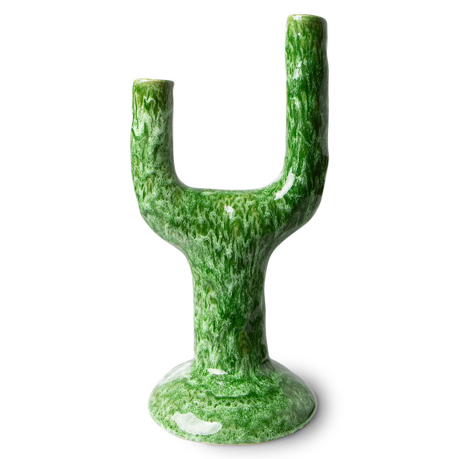 The Emeralds: Ceramic Candle Holder L Reactive Green