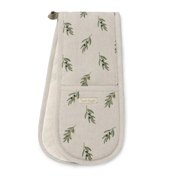 - Olive Linen Double Oven Glove