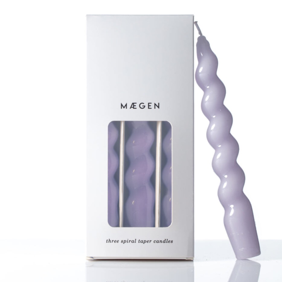 MAEGEN 18cm Spiral Taper Candles - Lilac 3 pack