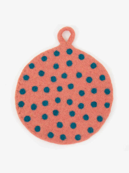 Felt Dot Potholder - Pink/turquoise