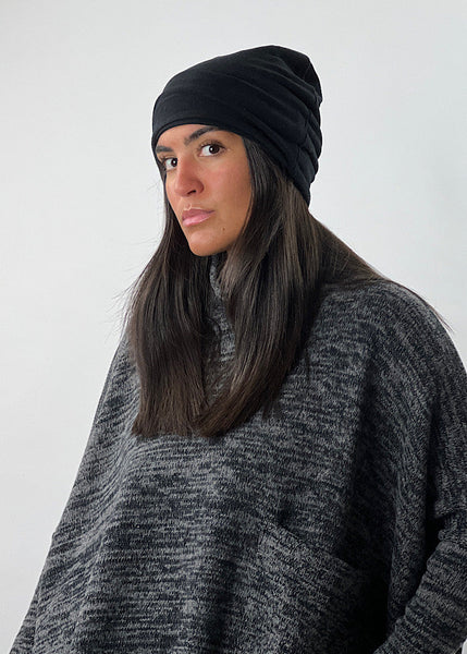 Kaki B Black Soft Wool Hat