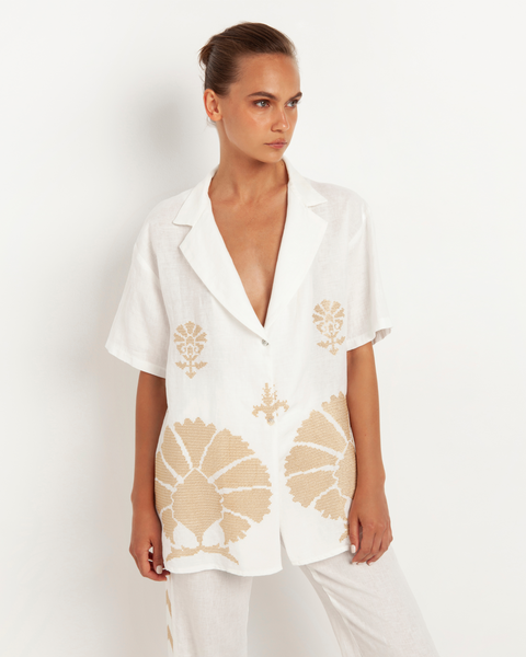 Peacock Shirt White/Gold