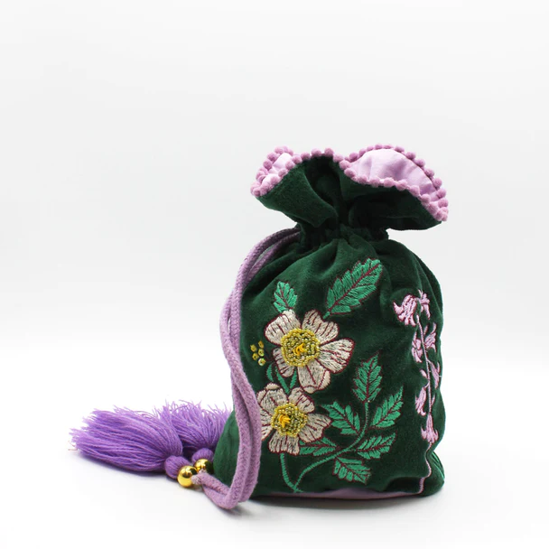 House of disaster Posy Teal Drawstring Pouch