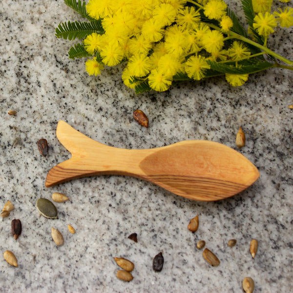 Olive Wood Large Fish-shaped Spoon