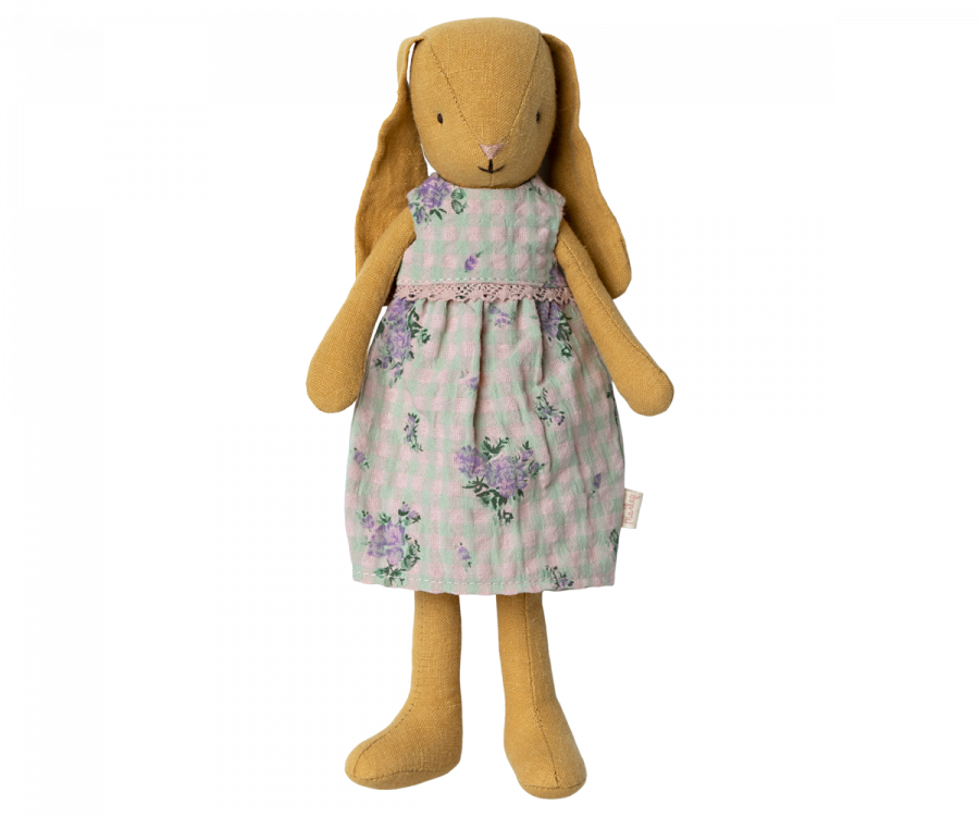 Bunny with squares and flowers dress