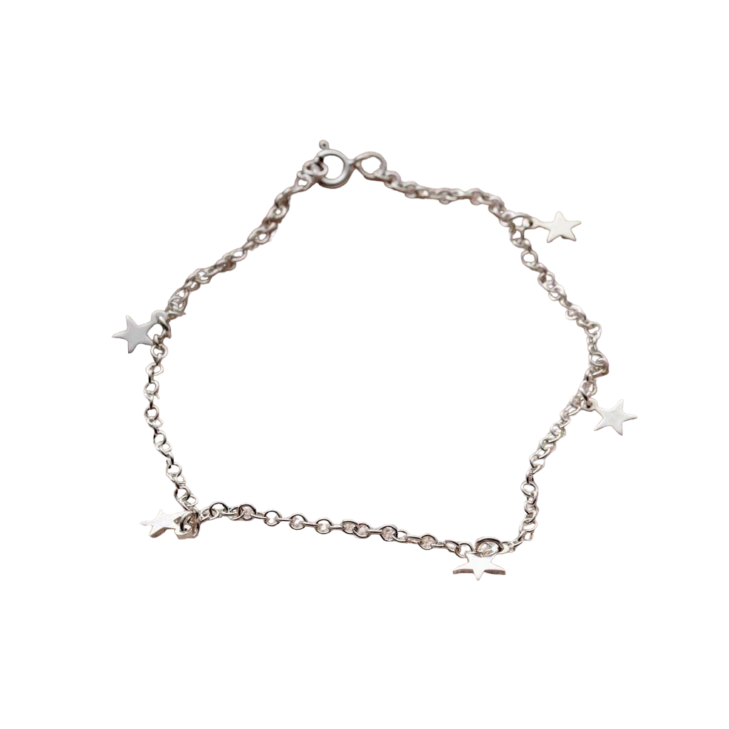 Posh Totty Designs Sterling Silver Star Station Anklet