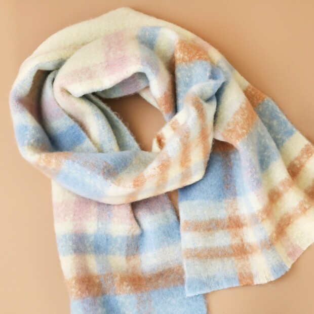 Pastel Tartan Winter Scarf