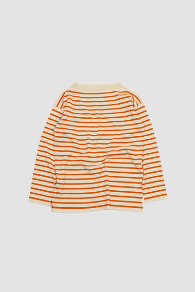 Boatsman Ls Knitted Striped T-shirt Raw/orange