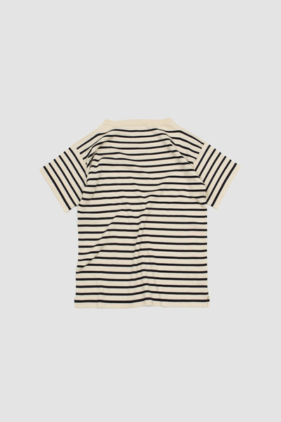 Boatsman Ss Knitted Striped T-shirt Raw/royal Blue