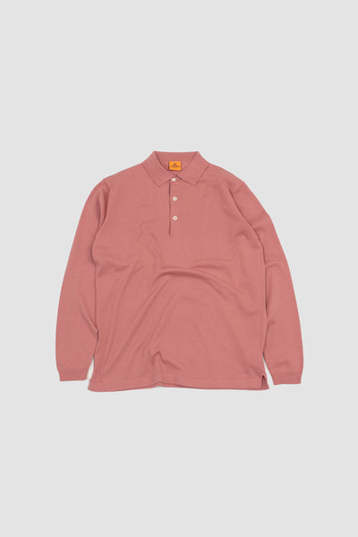 Ls Knitted Polo Shirt Lyserod