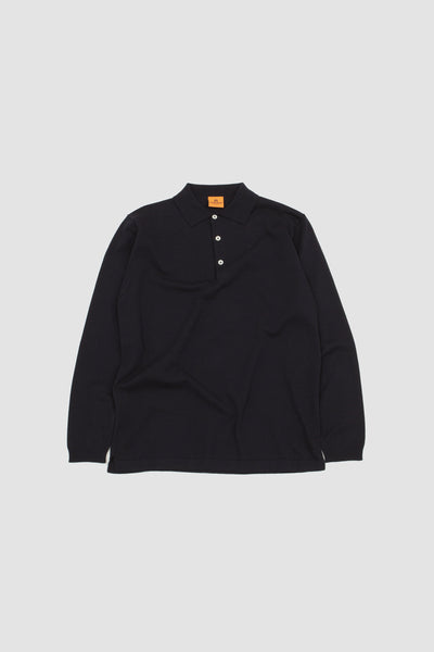 Ls Knitted Polo Shirt Navy Blue