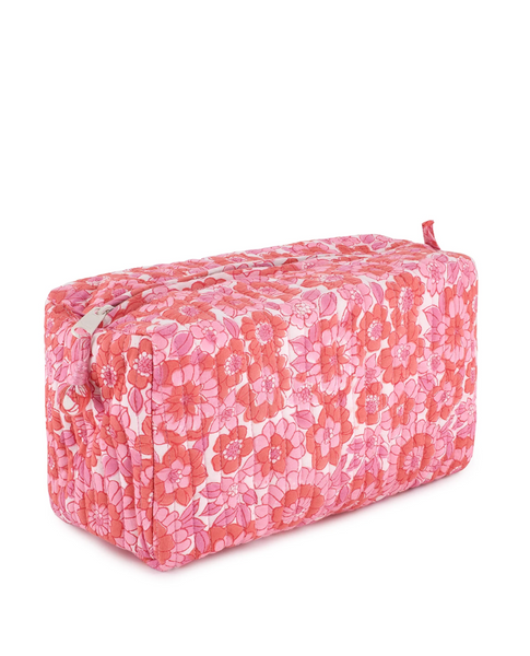 70's Floral Red Washbag