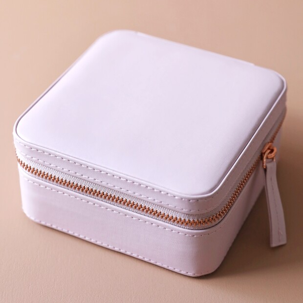 Square Travel Jewellery Case In Lilac Pink