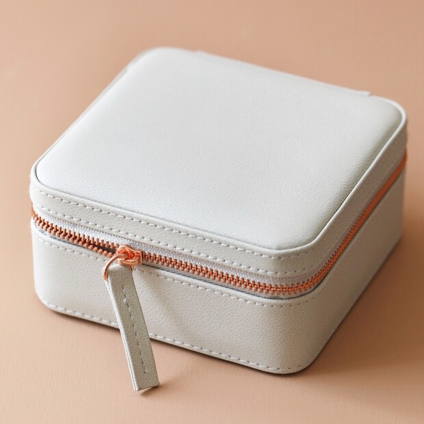 Grey Medium Square Travel Jewellery Case