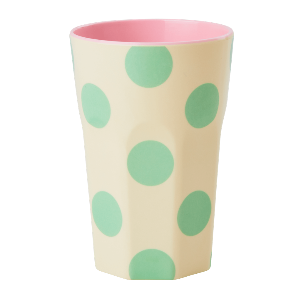 Tall Green Dot Melamine Cup