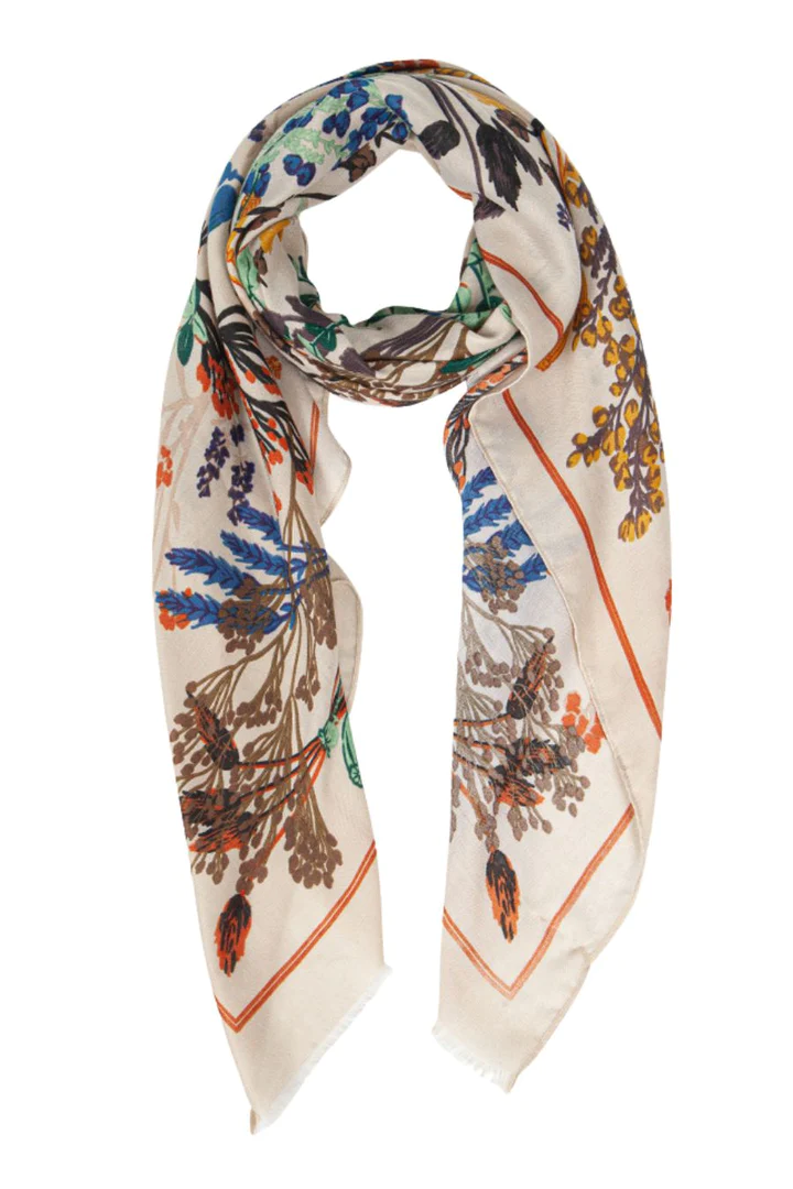 Mixed Floral and Vine Print Scarf