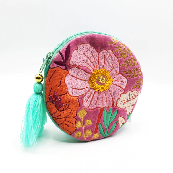 House of disaster Posy Hot Pink Round Velvet Purse