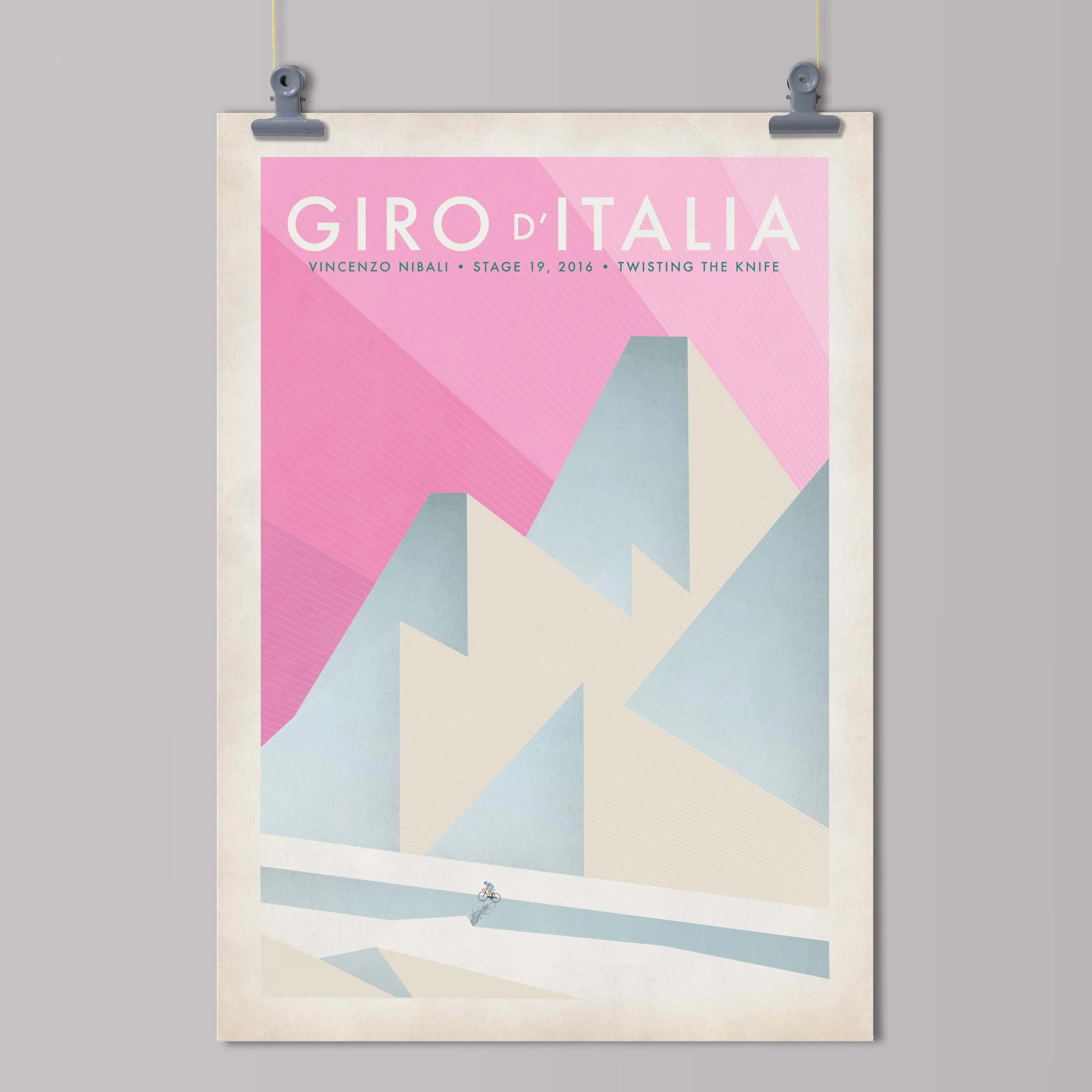 Handmade Cyclist Art Print - Giro d'Italia	