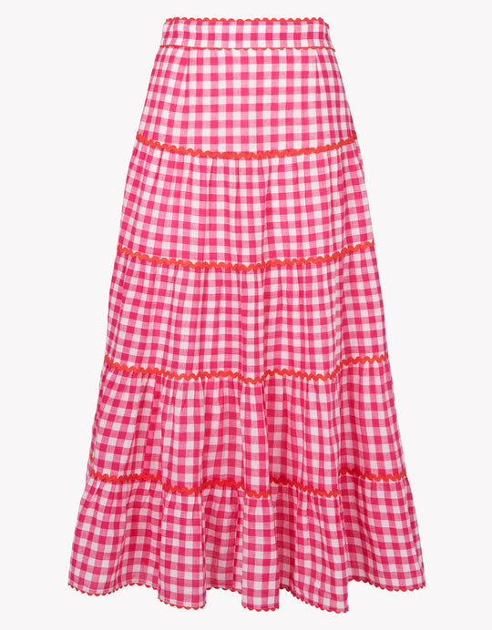 Raspberry Gingham Etta Skirt