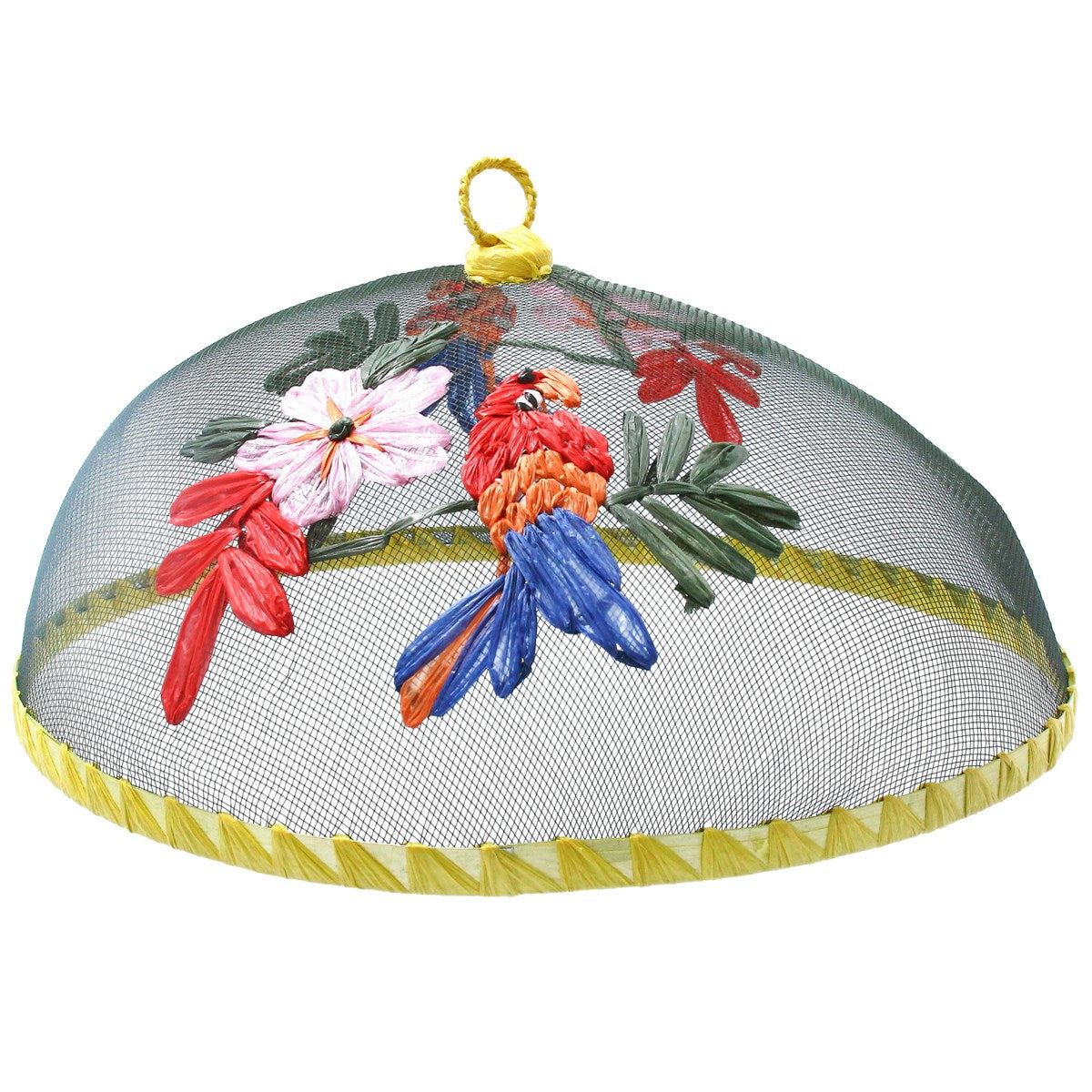 30cm Bird and Flower Raffia Mesh Printed Food Cover