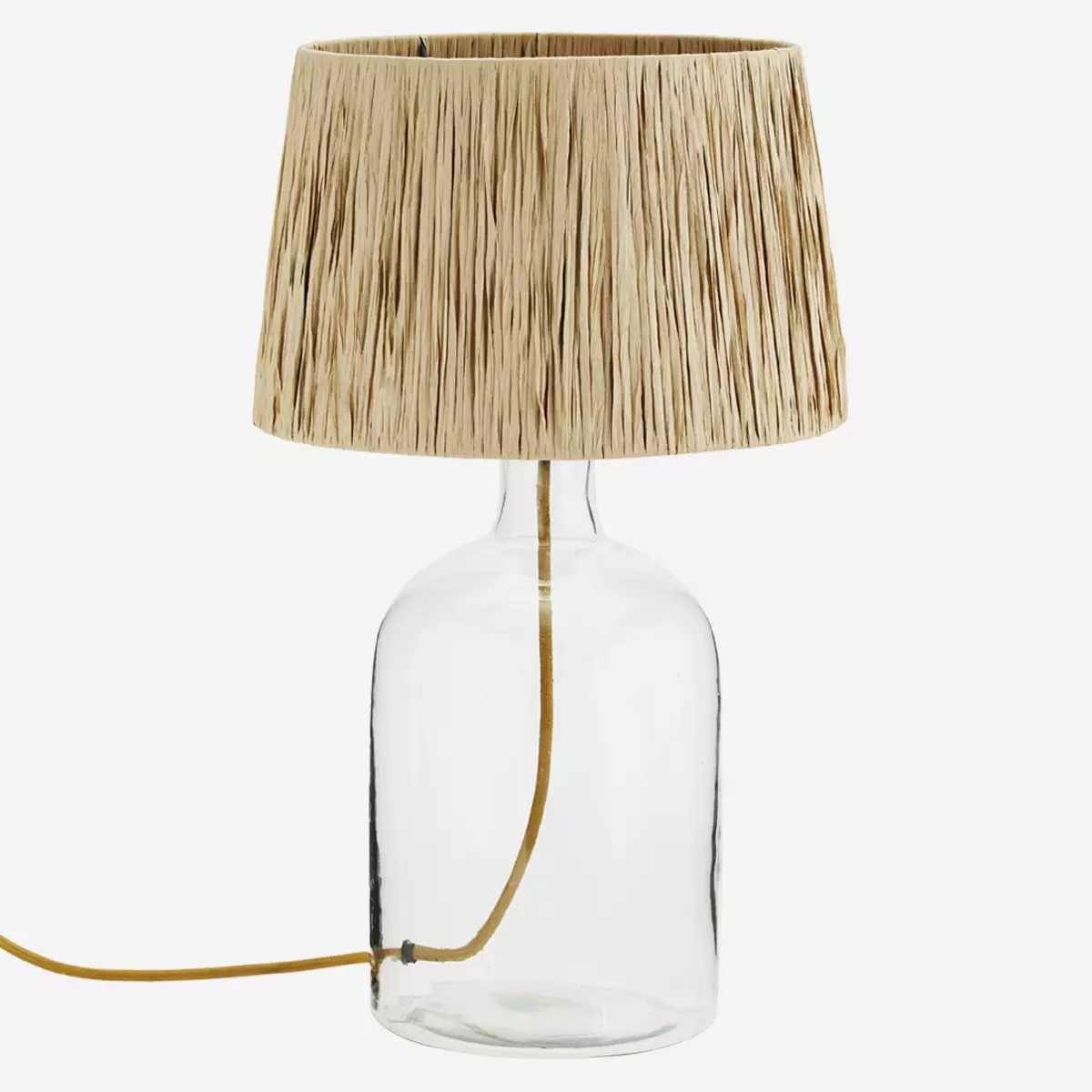 Glass Table Lamp with Raffia Shade