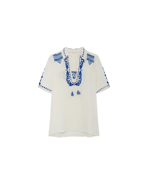 White/Blue Corfu Short Sleeve Shirt